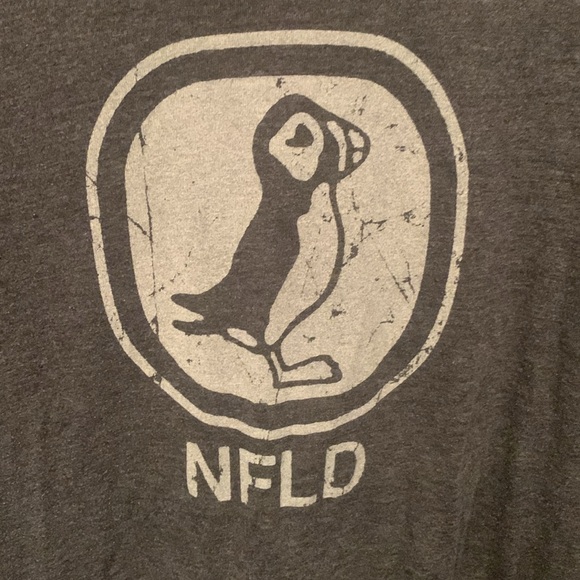 Nice Puffin Bird Newfoundland Oxford Grey 50/50 American Apparel Tshirt SZ L - Picture 2 of 5